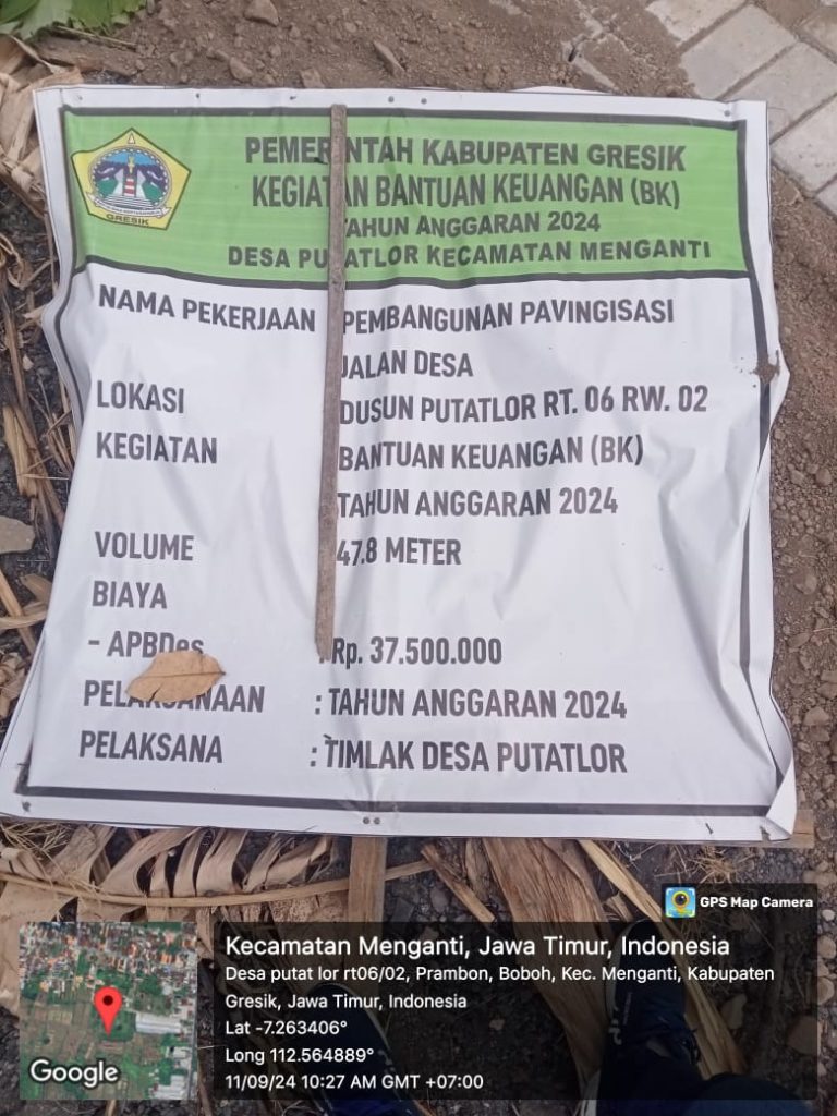 Proyek Paving Desa PutatLor , Rt 04 , Diduga Mark Up Anggaran